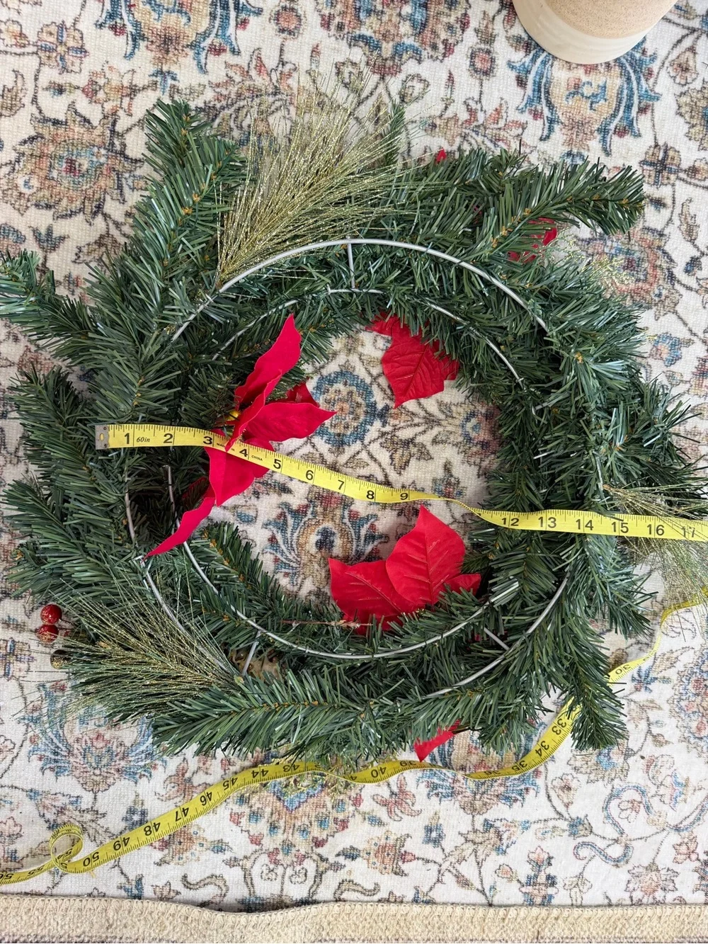 New Christmas Wreath Festive Red Poinsettia Holiday Wreath by old time pottery